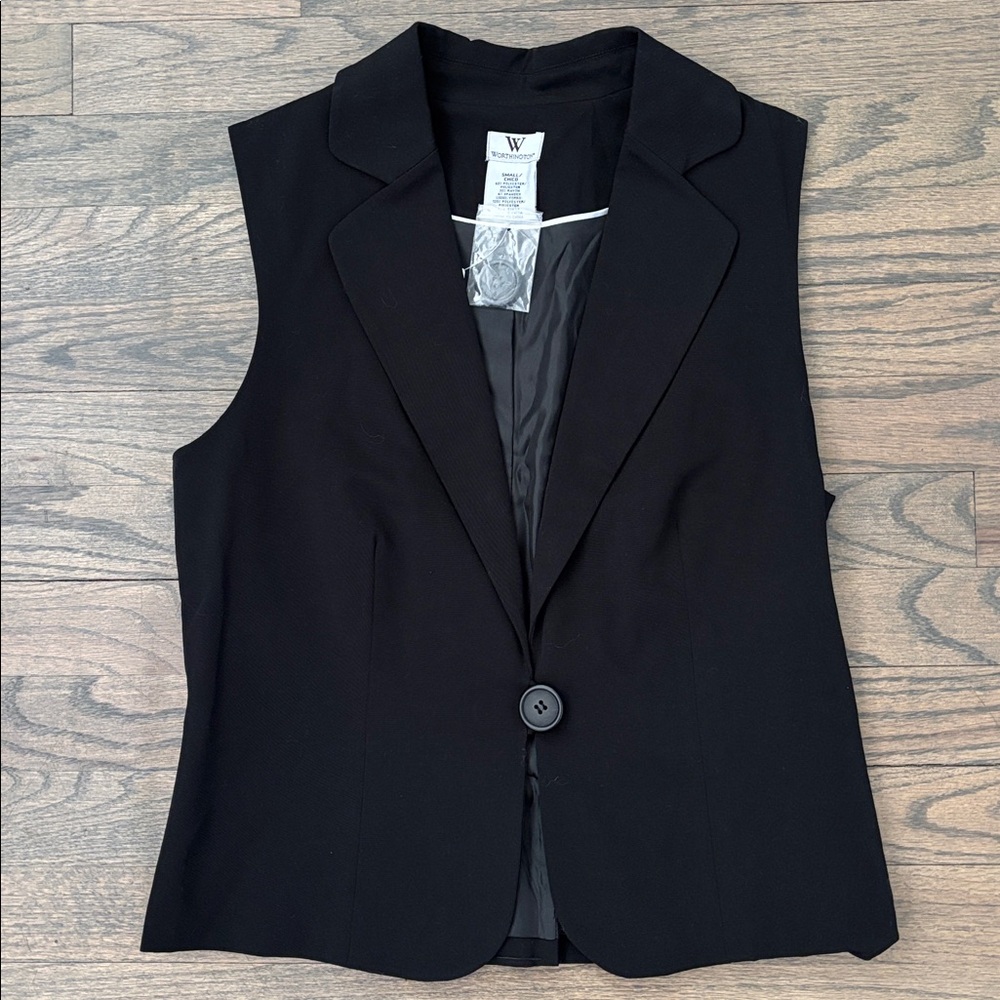 Worthington Black Sleeveless Blazer Vest